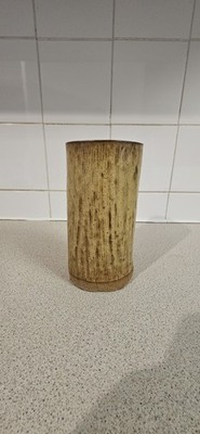 Schöne Vintage rustikale Steinzeug Vase Handarbeit Studiokeramik Kunst 17,5 cm hoch