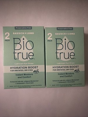2x TWIN PACKS (4 Bottle Total) - Biotrue Hydration Boost Eye Drops EXP: 06/2027+