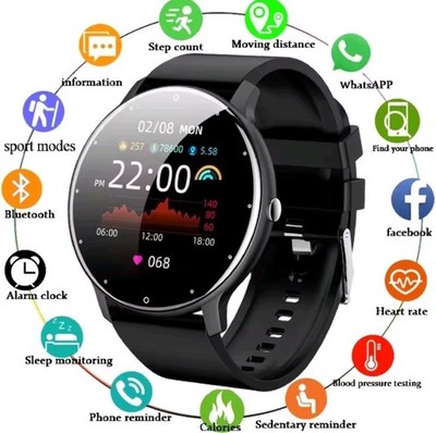 Bluetooth Smartwatch Herren Damen Fitness Tracker Herzfrequenz Pulsuhr Blutdruck