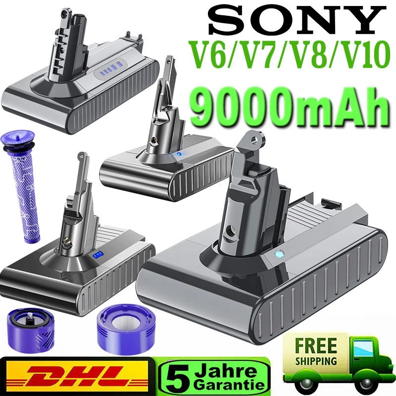 MARKENLOS 9500mAh Akku Für Dyson V8 V7 V6 V10 Akku SV10 Animal Absolute Staubsauger 6,0Ah