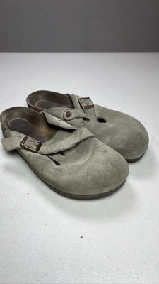 Birkenstock Boston Taupe Suede Soft Footbed Clogs Size 7 | eBay