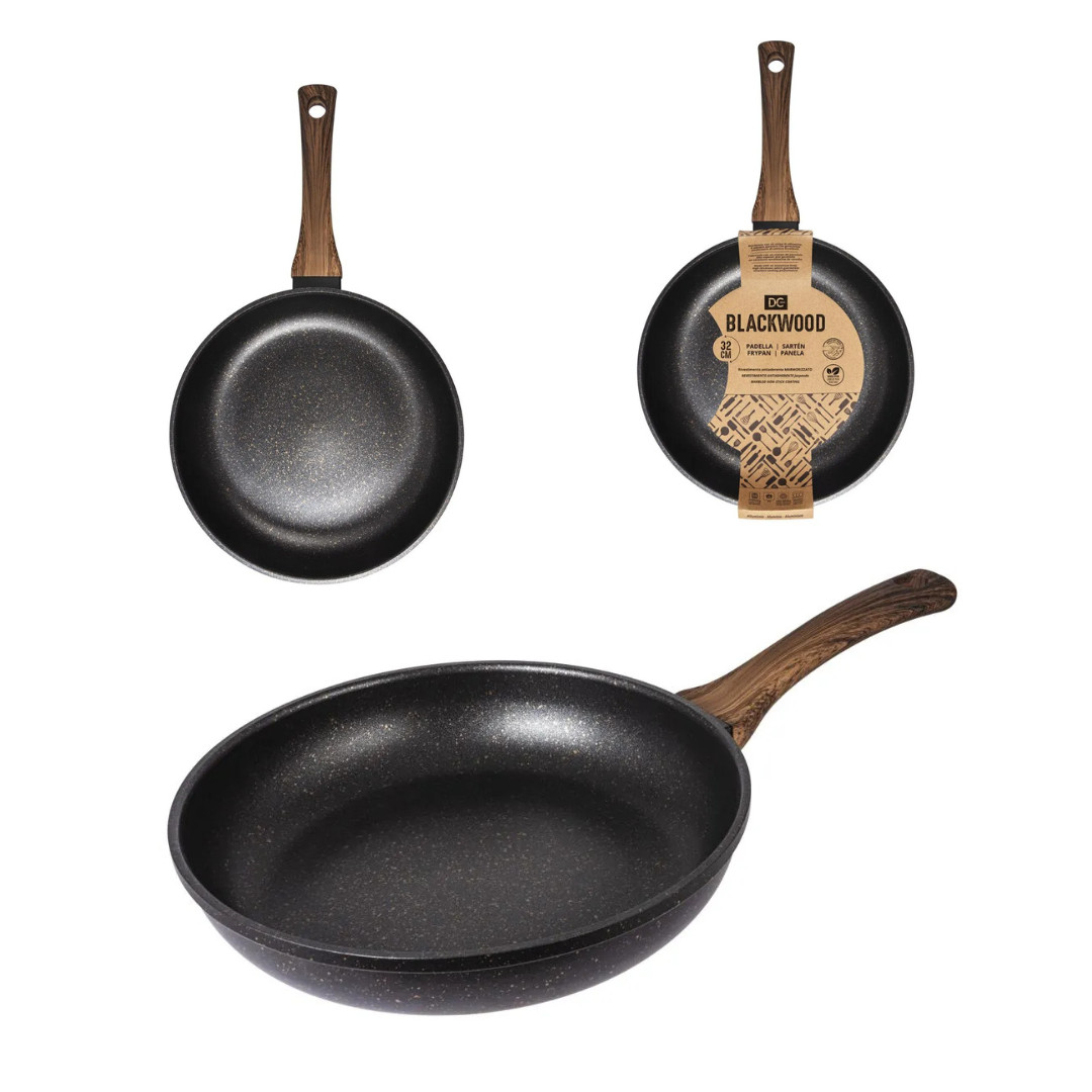 Set 3 Padelle Design BlackWood Marmorizzato 20 22 24 cm per Induzione