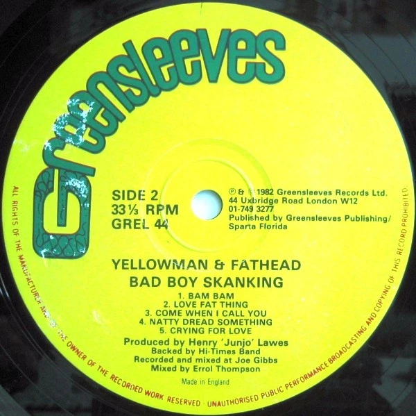 Yellowman & Fathead - Bad Boy Skanking (LP) (Very Good Plus (VG+)) - 3803360645 - Image 4 of 4