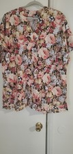 Women's Medical Scrub Nursing Top 2XL Floral Print Cotton Handmade