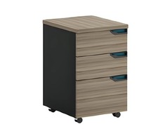 Chest of Drawers Wheeled Cabinet Wood Effect Brown Black With 3 Drawers Office Furniture