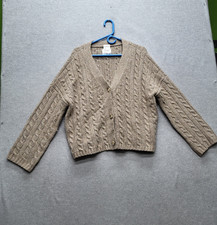 Abercrombie Fitch Women Cardigan M Taupe Nylon Polyester Cable Knit