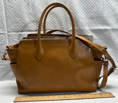 Alberta Di Canio Brown Leather Handbag Made In Italy