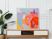 Einzelstücke! Summer Abstrakt 02 85x85 cm weiß gerahmt Leinwandbilder Airbrush