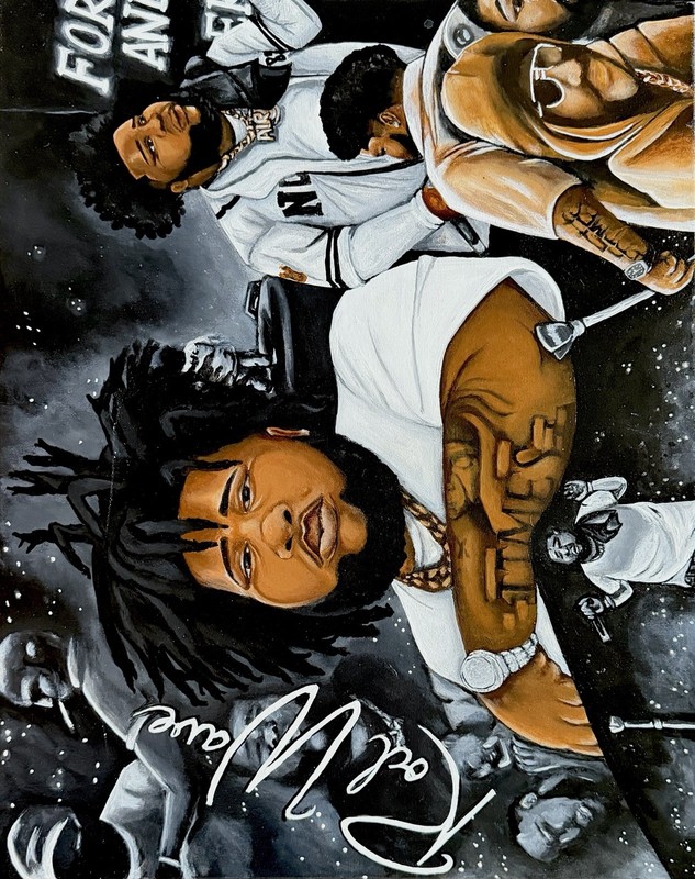 Original last lap album ,Portrait Painting of Rod Wave  ,Hip-Hop/Rap Figure,
