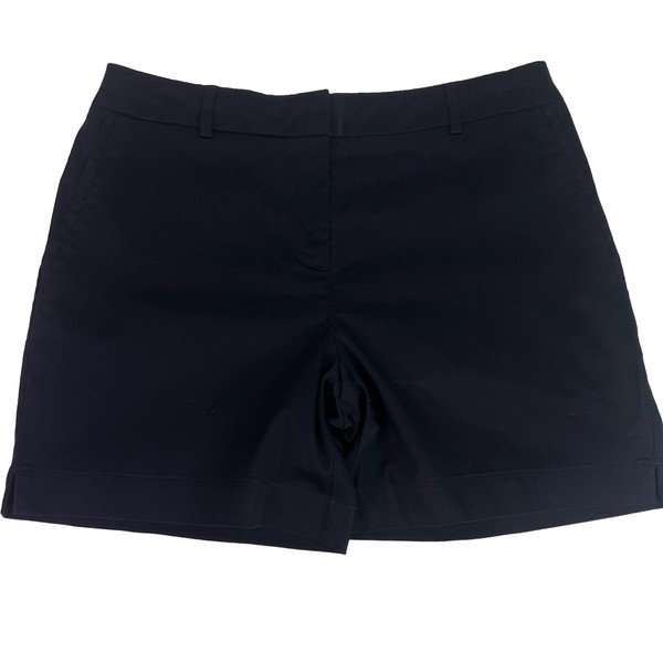 Jacqui E Size 12 Dress Shorts Navy Blue Mid Rise Above Knee Pockets Button Fly