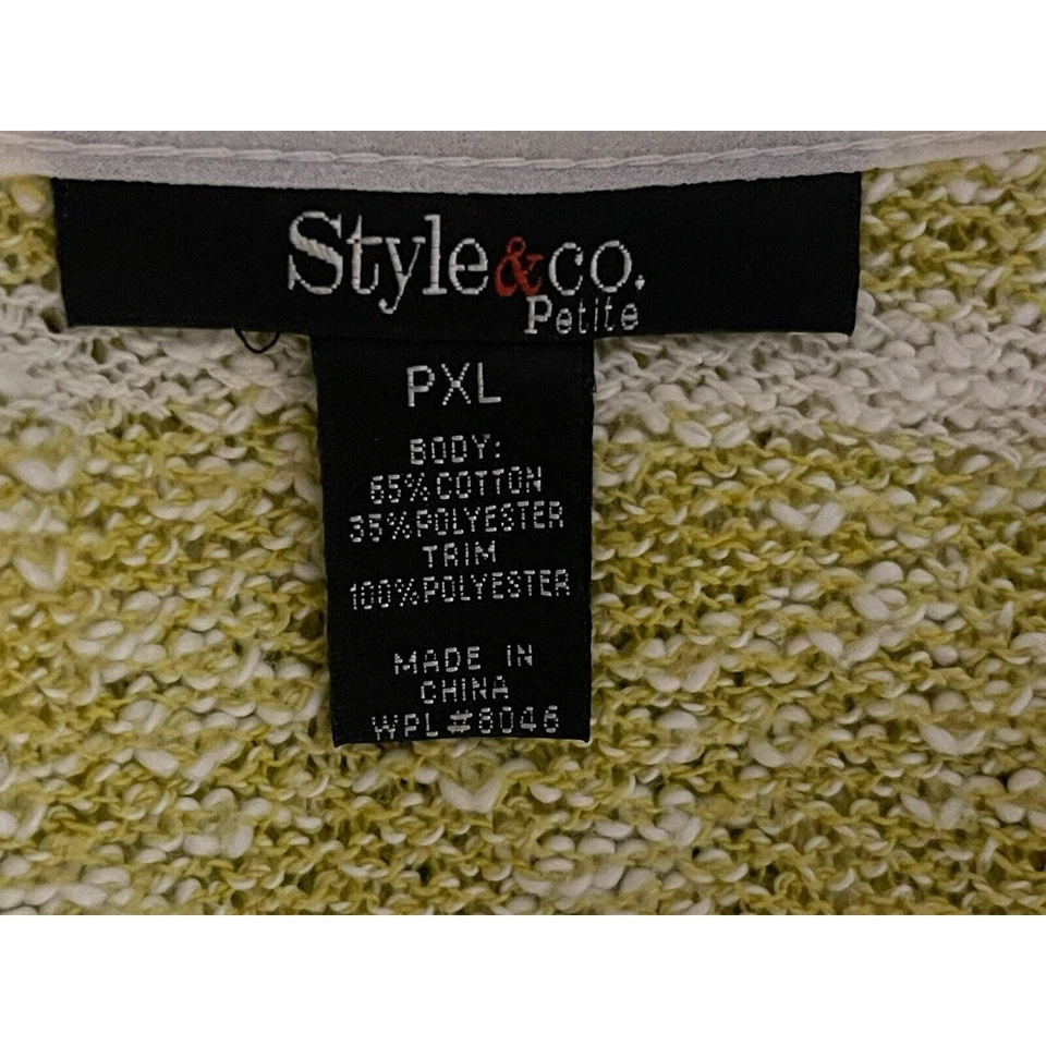 STYLE & CO SUÉTER JERSEY COLA CAMISA MEZCLA ALGODÓN RAYAS LIMA/BLANCO PXL Foto 4 de 4