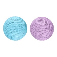 2Pcs Cat Toy Ball Sisal Cat Ball Toy 3.9 Inch Sky Blue/Purple