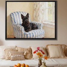 Oil Painting Dog Scottish Terrier Canvas Print Living Room Wall Art Pet Decor