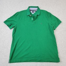 Tommy Hilfiger Polo Mens Large Cotton Green Logo Short Sleeve Shirt