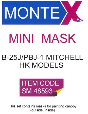 Montex 1/48 NORTH AMERICAN B-25J/PBJ-1 MITCHELL CANOPY PAINT MASK HK Models