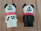 VTG FISHER PRICE LITTLE PEOPLE DOGS FIGURES BLACK & WHITE DALMATIAN LOT 2 PC