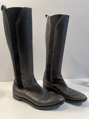 YSL Easy Boots 40.5 Knee High Moto Ride Chelsea Yves Saint Laurent Flat Low Heel