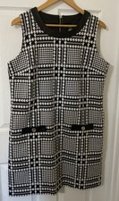 Karl Lagerfeld Paris Sleeveless Tweed Sheath Dress Jumper Size 14 Black Plaid