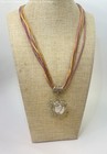 Artisan Dichroic Glass Heart Silver Tone Filigree Details Pendant Necklace 36.2g — photo 1