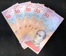 (5)x Venezuela 2018 10 Bolivares Bolivar Anteater Banknotes World Currency LOT