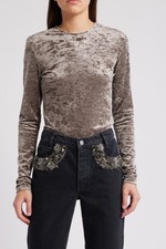 FRAME Crushed-Velvet  Top Sweater Size L