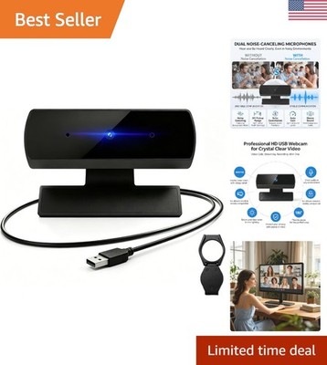 High-Definition 1080P Webcam with Auto Light Correction & Integrated Microphone