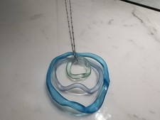 Hand Made  Smart Glass  Brand Recycled Sea Glass Pendant Necklace, Sterling 18  
