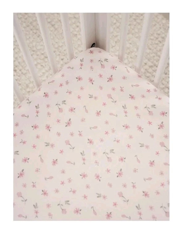 Lençol de berço Gerber Modern Moments ajustado rosa floral - NOVO - Imagem 3 de 4