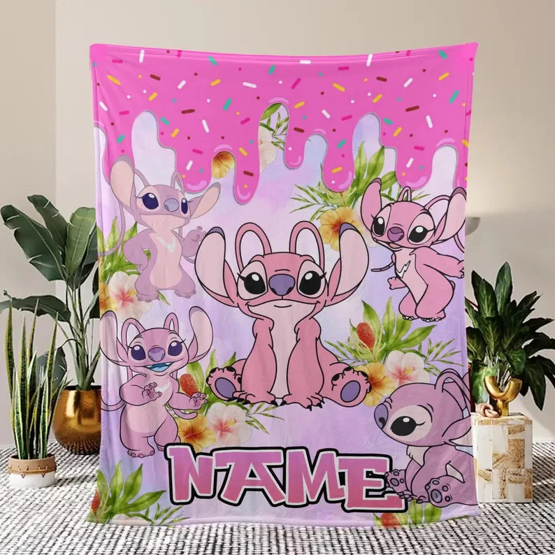 Personalized Angel Blanket, Stitch Angel Family Fleece Blanket