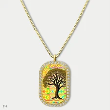 Amazing Colorful Tree of Life Pendant Necklace Chain Image Dog Tag Chain Gift De