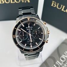 Bulova Marine Star Series C 98B302 Black Dial Stainless Steel Men's Quartz Watch
