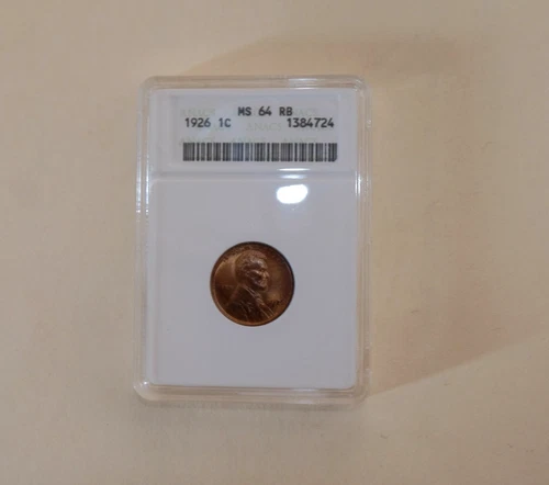 1926 1C Lincoln Wheat Cent ANACS MS 64 RB with Toning