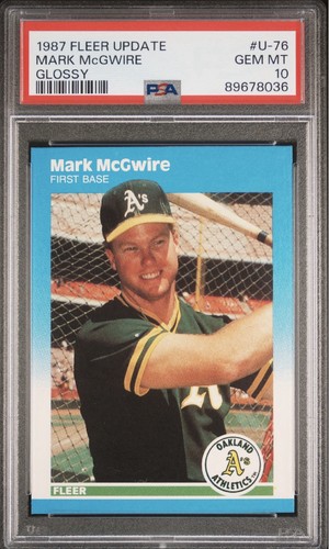 1987 Fleer Update Glossy Mark McGwire PSA 10 #U-76 Rookie Card RC Quantity Avail