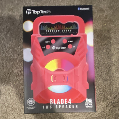 TopTech BLADE4 TWS Bluetooth Speaker Red LED FM Radio AUX USB TF Card