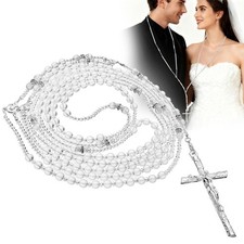 Lazo De Boda Catholic Wedding Lasso Crystal Bead Rosary Unity Cross Plateado