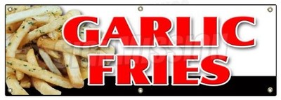 72'' Garlic Fries Banner Sign Seasoned French Chili Cheese Ketchup Food Truck