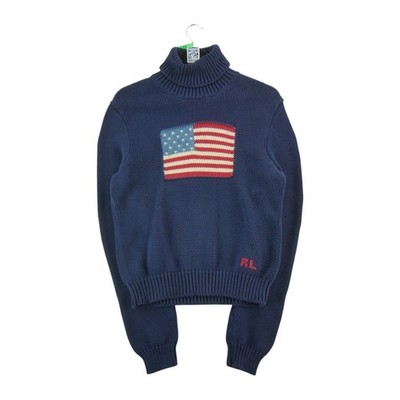 Polo Ralph Lauren Women's Sweater USA Flag RL Navy Size 18/20 ans #QWE0453