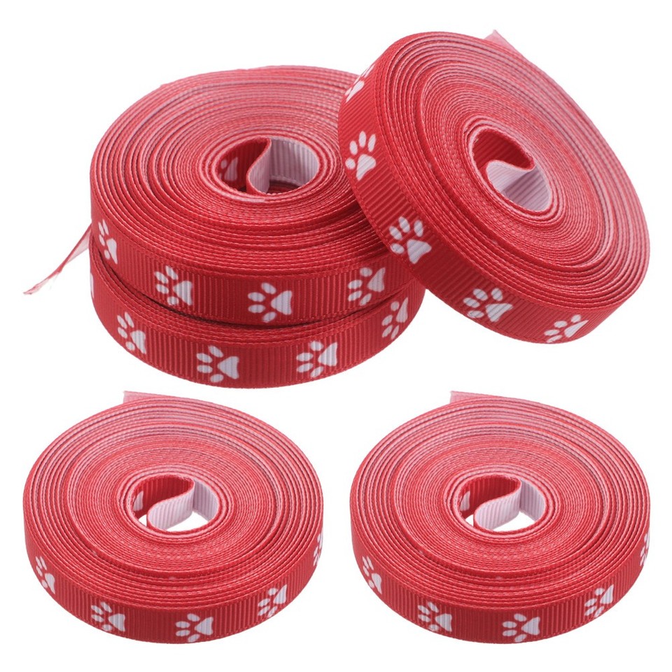 Red Paw Print Craft Ribbon Polyester Multiuse Wrapping Decor Ribbon ...