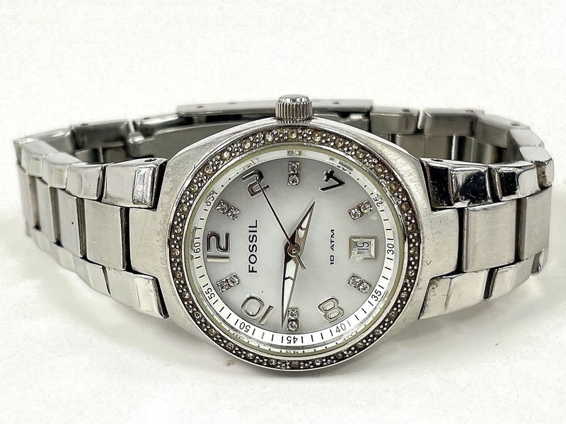 Women's Fossil Silver Tone Rhinestone Stainless-Steel Watch, 68.6g