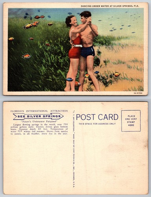 #ad Dancing Under Water At Silver Springs Florida Postcard $4.87