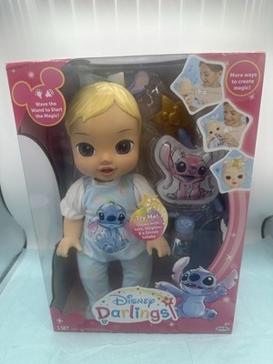 DISNEY DARLING Deluxe Interactive 13'' STITCH BABY DOLL Blue Eyes Blond Hair