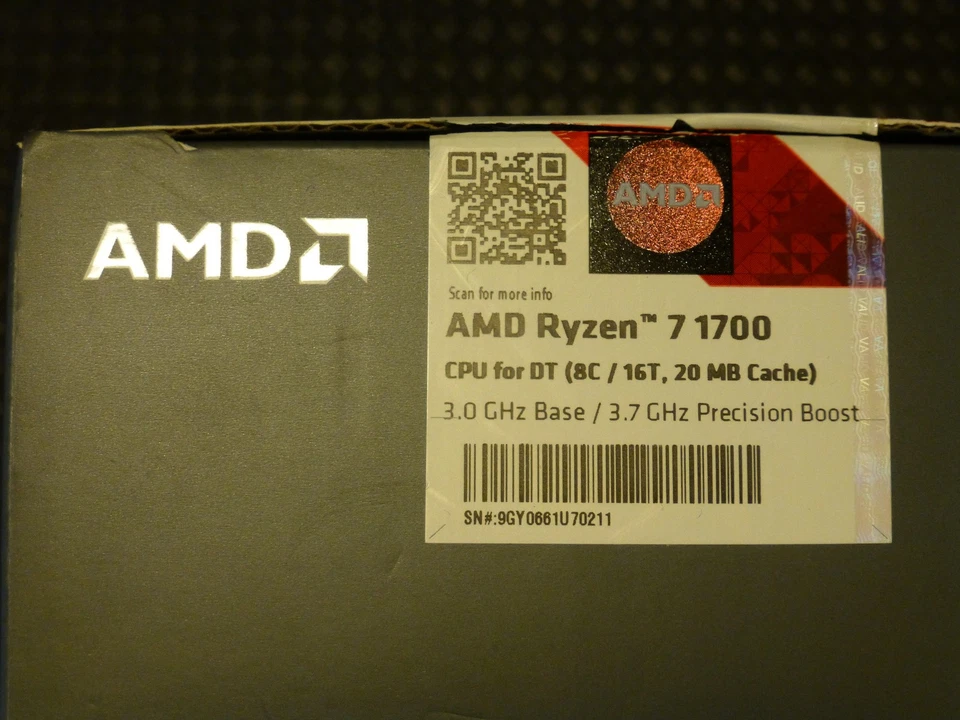 AMD Ryzen 7 1700, Octa Core Processor 3.0-3.7 GHz, Sockel AM4, inkl. Kühler, OVP