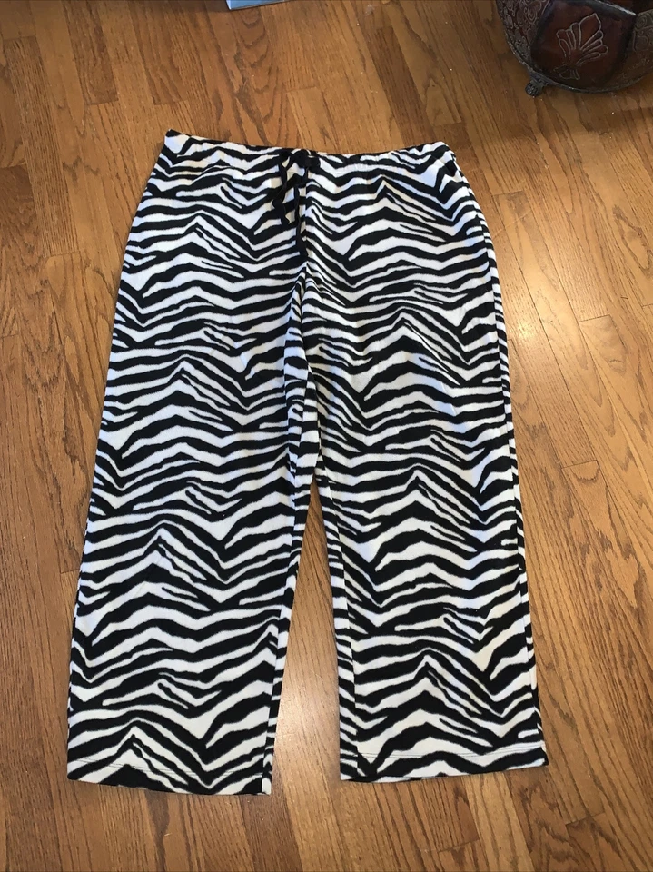 Pantalones de salón de pijama con estampado de cebra suave mantecoso polar FADED GLORY talla XL 16 18 Foto 2 de 4