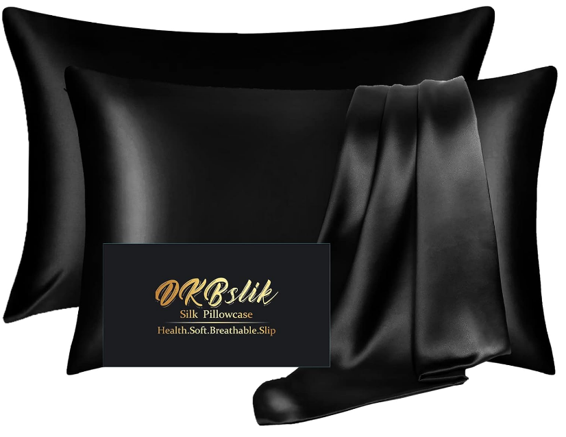 2Pack Silk Pillowcase,Blissy -like DKBslik for Hair and Skin,Black Standart Size-image