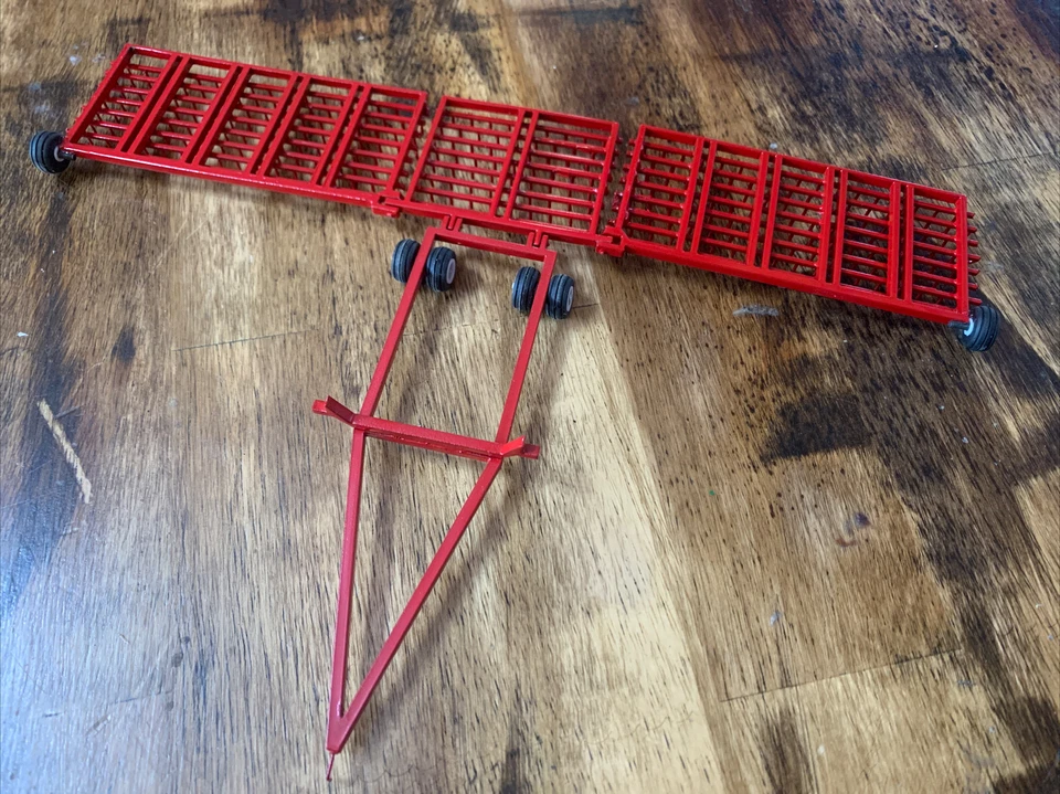 1/64 custom red 80ft drag harrow farm toy  - Image 2 of 2