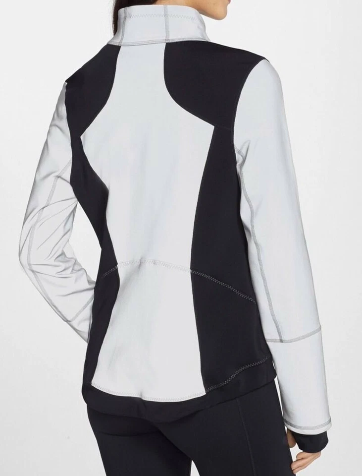Zella Womens Reflections Sport Slim Fit Track Jacket Black/Silver Size Small - Image 3 of 4