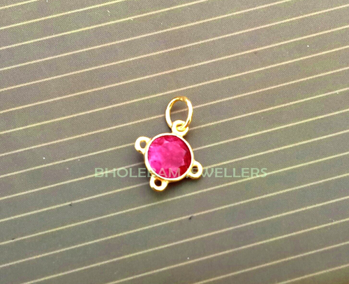 Natural Ruby Gold charm ,18k Gold Charm, Handmade Jewelry - Picture 4 of 4