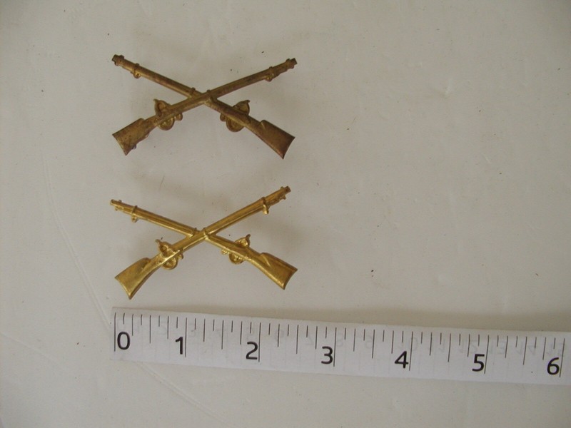 Two (2) OriginalIndian Wars Army Infantry Officer Hat Badge