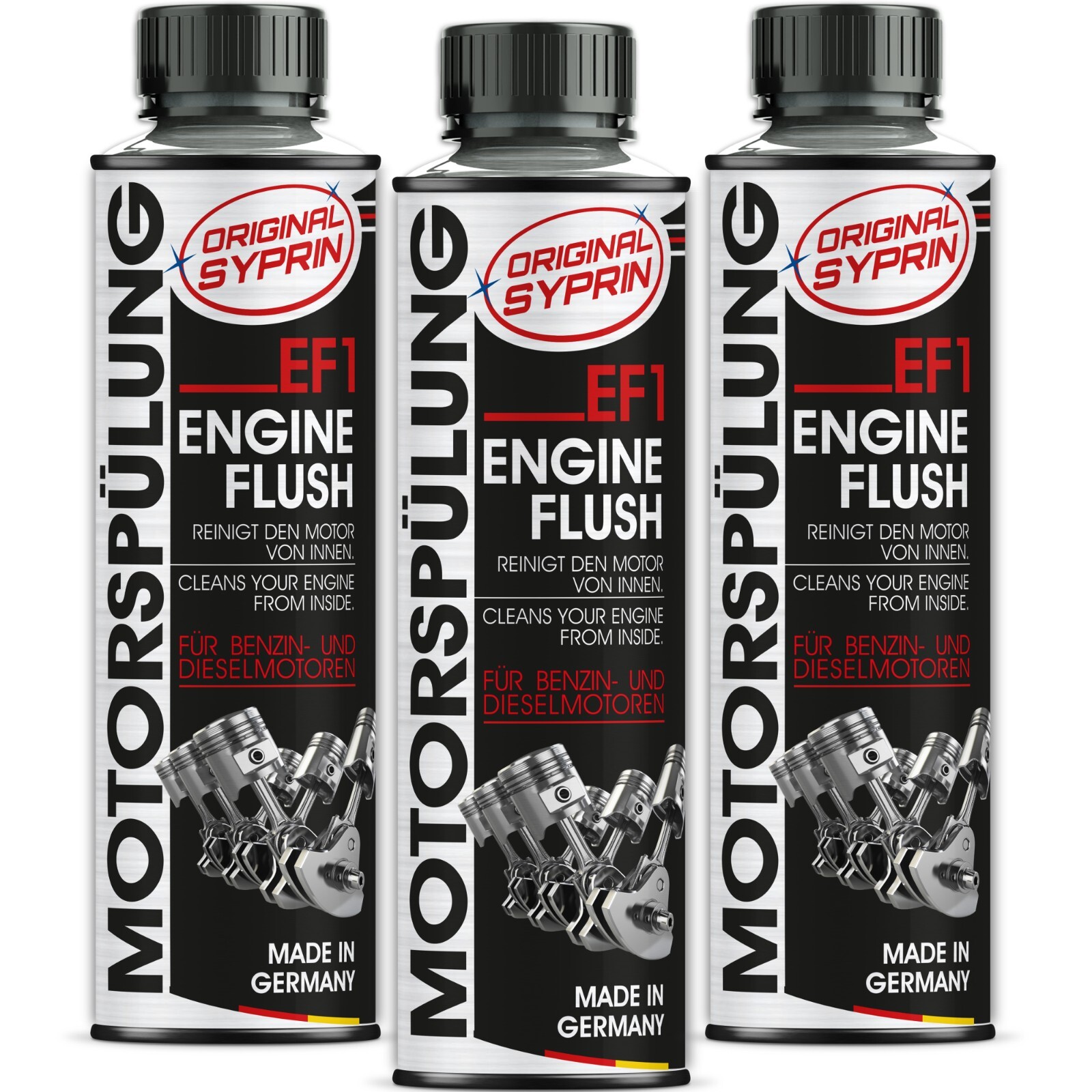 SYPRIN Enjuague Motor Aceite Enjuague Lodo para Diesel y Gasolina - Limpiador 3 x 250ml