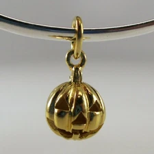 Small STERLING SILVER Gold Vermeil JACK O LANTERN Pumpkin CHARM Halloween CUTE!